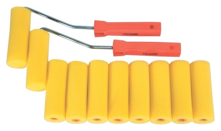 Набор мини-валиков "Поролон", 100 мм, D 35 мм, D ручки 6 мм, 10 шт, 2 бюгеля  Sparta