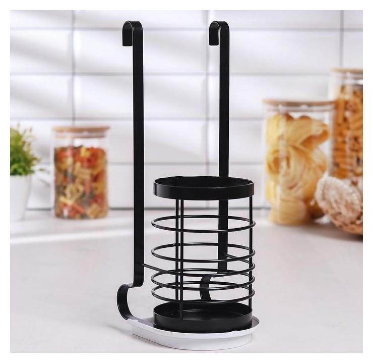 Держатель для столовых приборов на рейлинг, цвет чёрный  