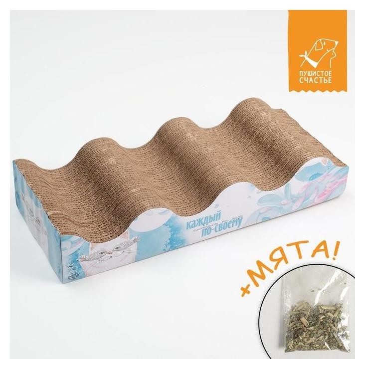 

Когтеточка из картона с кошачьей мятой «Кот с рыбами»
