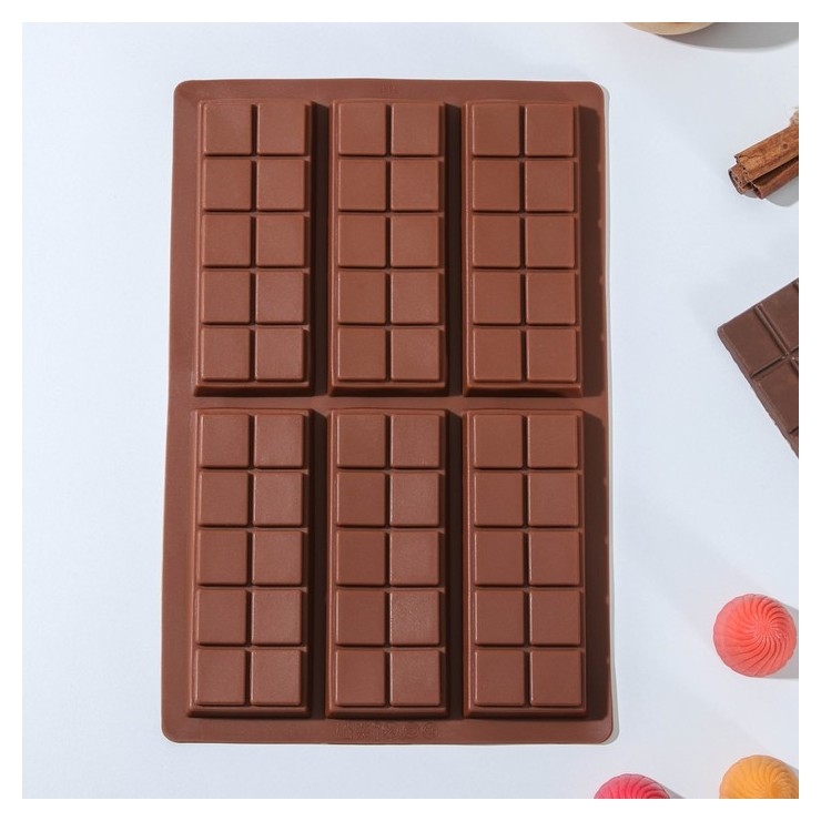 Форма для шоколада «Плитка. мелкие дольки», 26×17×1 см, 6 ячеек