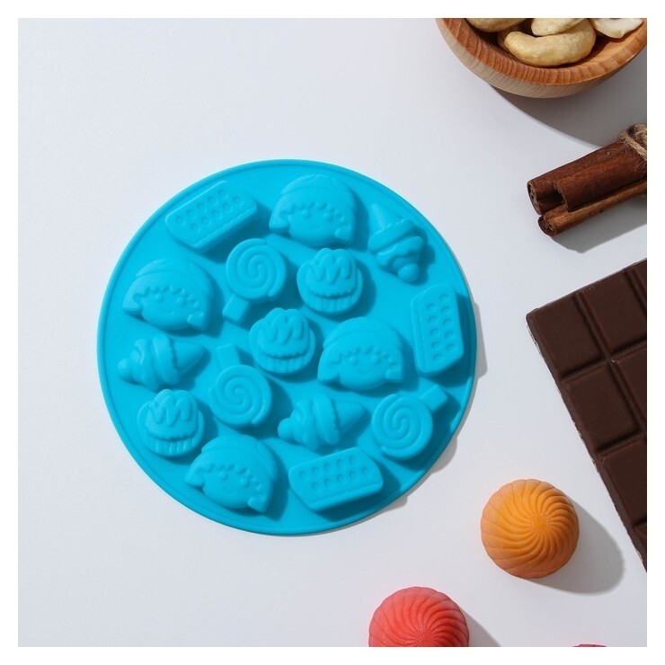 Форма для льда и кондитерских украшений доляна «Сладости», 12×1 см, 16 ячеек  Доляна