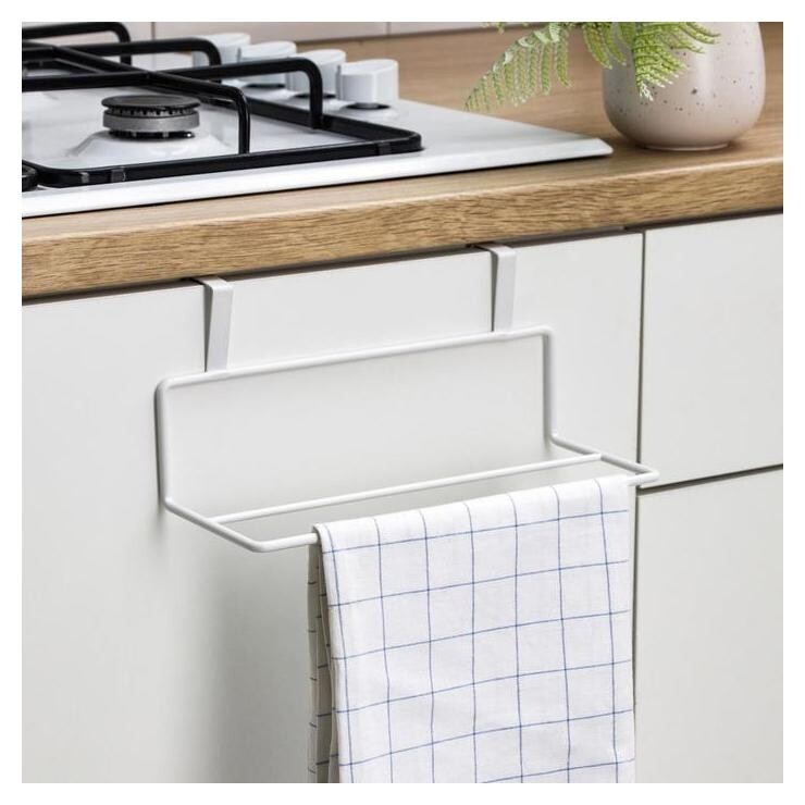 Держатель для полотенец на дверцу, 24,5×10×10 см, цвет белый  Доляна