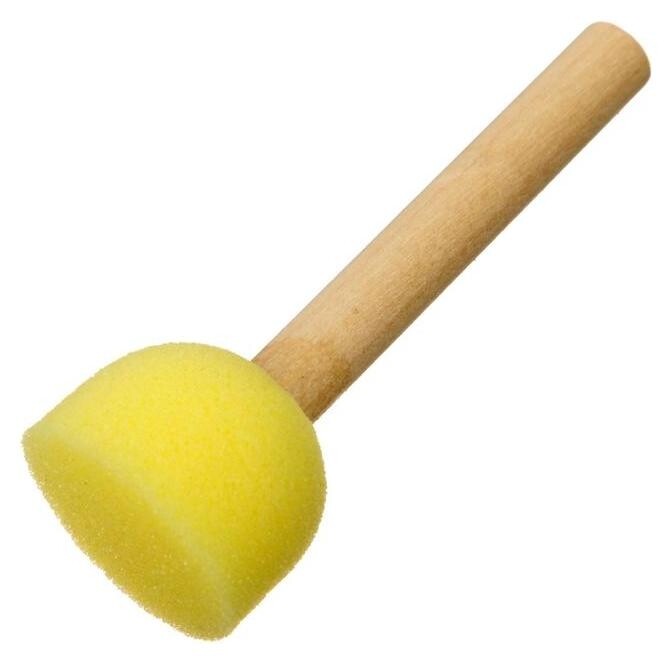 Кисть спонж круглая D-30мм, деревянная ручка, в пакете  Calligrata