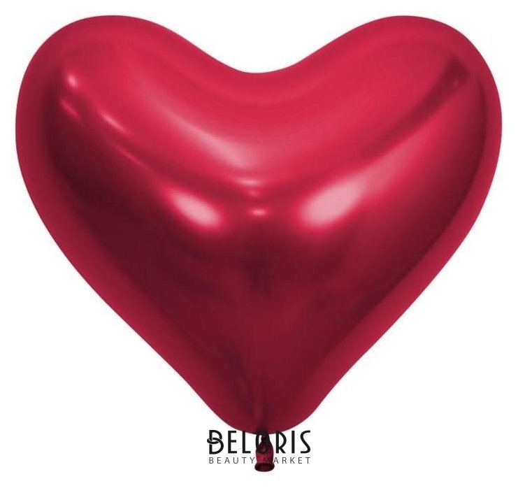 Шар латексный 14, сердце, Reflex, хром, набор 50 шт., цвет красный (915) Sempertex