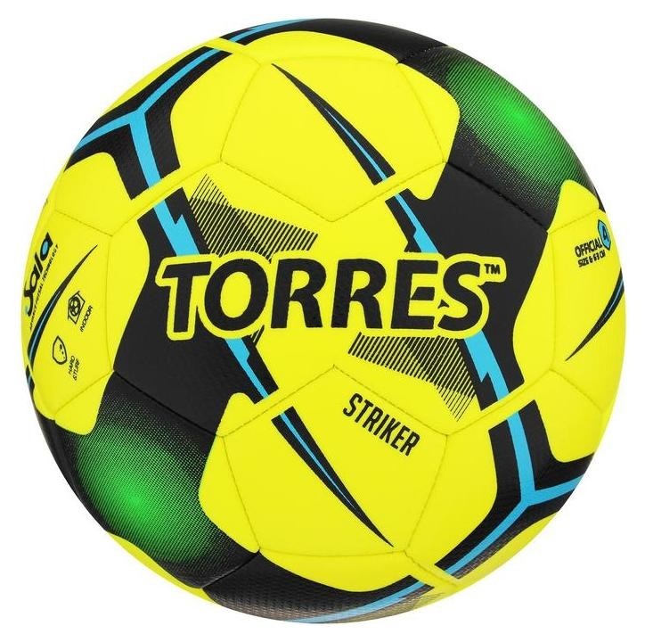 

Мяч футзальный Torres Futsal Striker, размер 4, 30 панелей, Tpu, 3 подкладочных слоя, цвет жёлтый