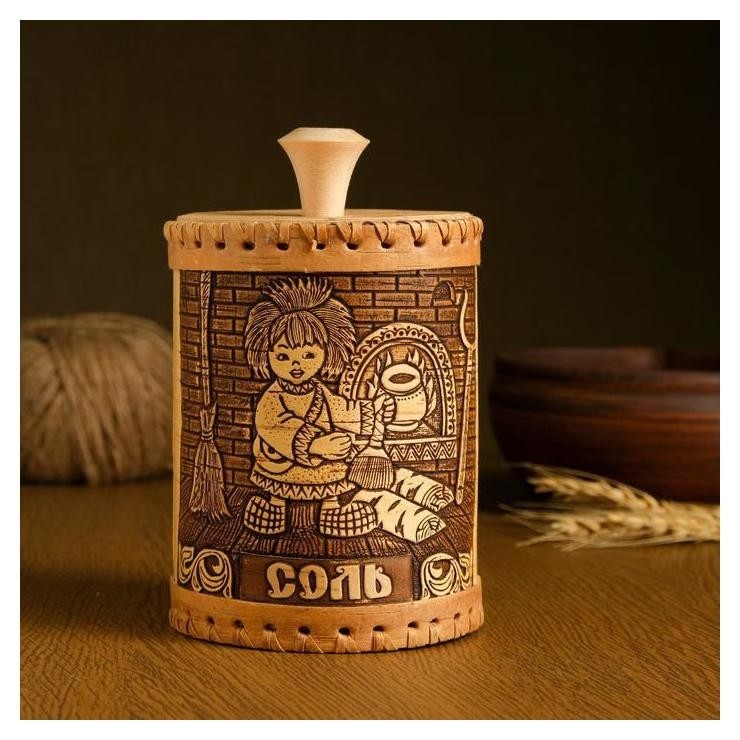 

Туес "Домовенок. соль", 10х10х15 см, береста