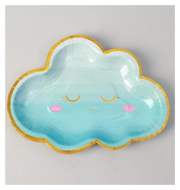Тарелка бумажная «Детские грёзы» облако голубое, 26 см, набор 6 шт.
