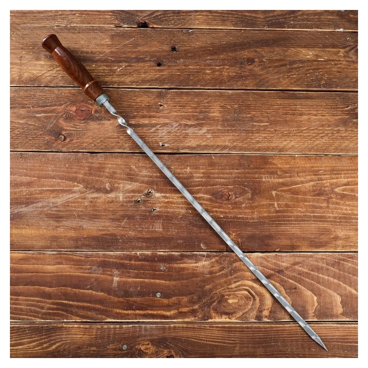 Шампур узбекский для шашлыка, с деревянной ручкой, с узором, 40 см, сталь - 2 мм