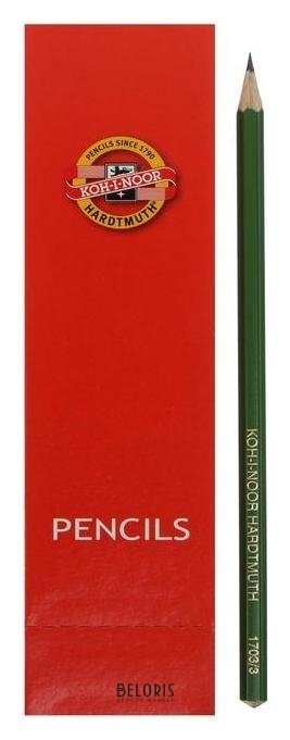 Набор карандашей чернографитных 12 штук Koh-i-noor 1703 HB Alpha, зеленый корпус (2334236) Koh-i-noor