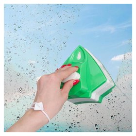 Магнитная щётка для мытья окон с двух сторон, с регулятором толщины 3-22 мм, цвет зелёный 