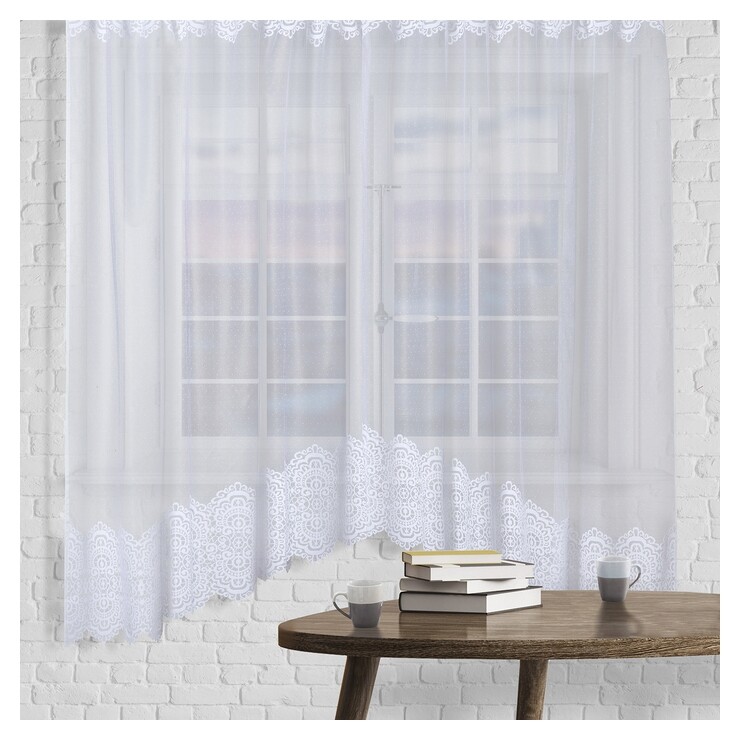 Штора со шторной лентой, ширина 285 см, высота 160 см, цвет белый  Лента