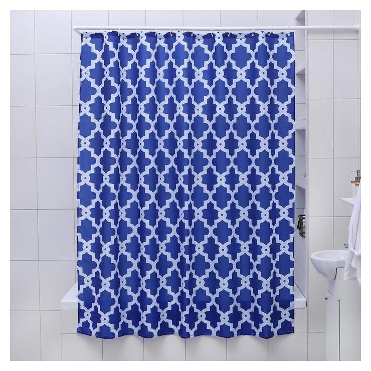 Штора для ванной комнаты доляна «Марокко», 180×180 см, полиэстер, цвет синий Доляна