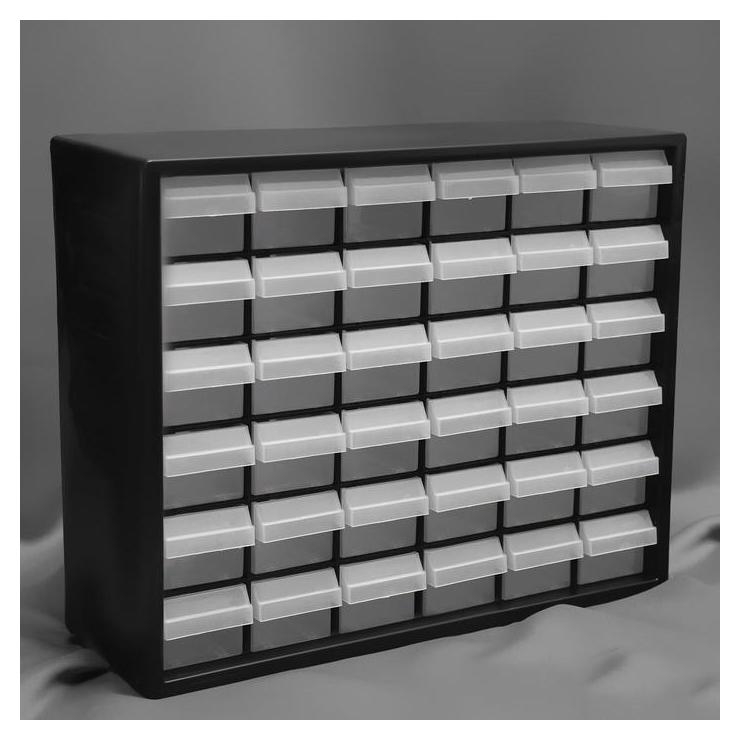 Бокс для хранения мелочей с выдвигающимися ячейками, 40 × 33 см, (1 ячейка 12 × 5,5 см), цвет чёрный