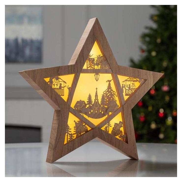 

Фигура светодиодная "Звезда. лес", 30х30х4, ааа*2, 10led, т/белый