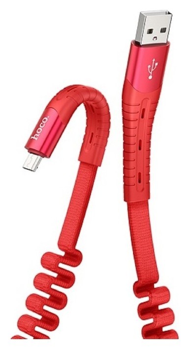 Кабель Hoco U78, USB - Microusb, 2.4 А, 1.2 м, тканевая оплетка, красный