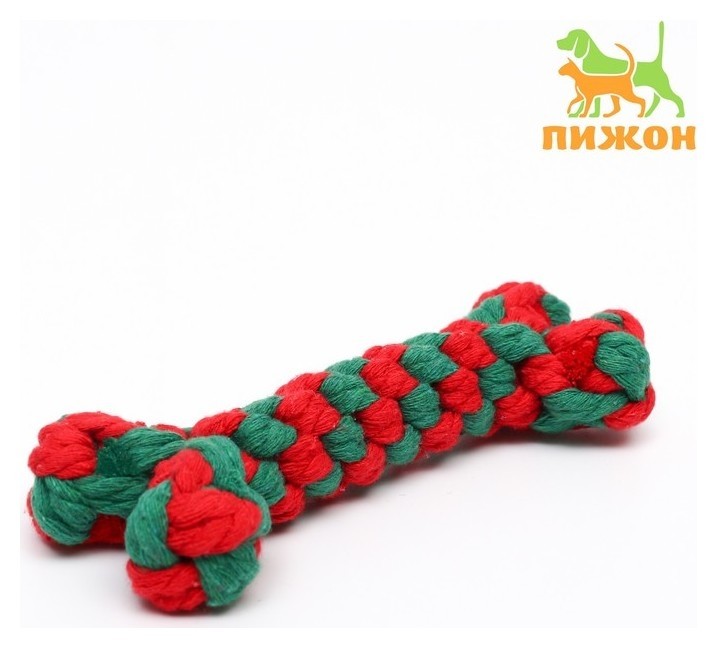 

Игрушка канатная "Новогодняя кость", до 15 см, до 60 г, зелёная/красная