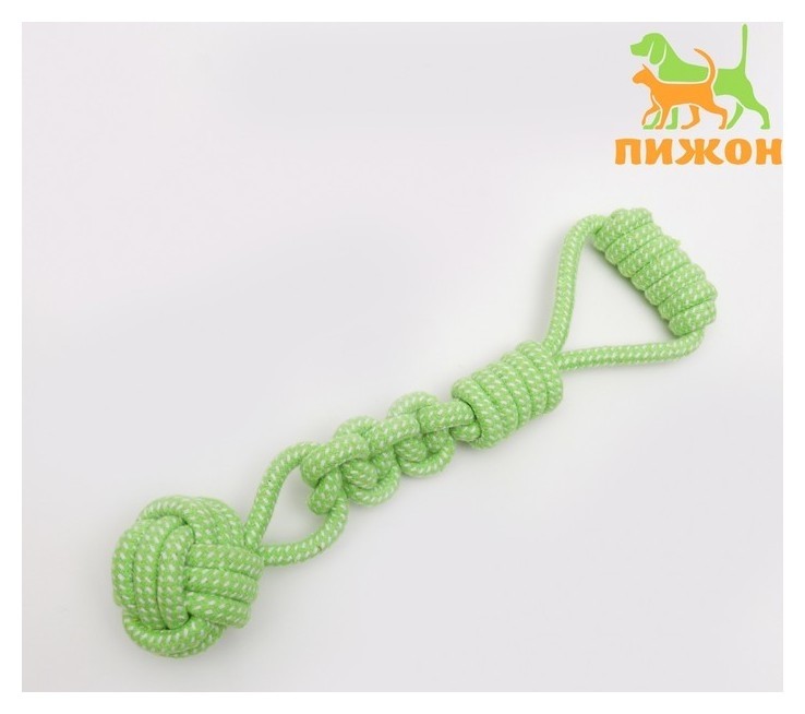 

Игрушка канатная плетеная с ручкой, до 38 см, до 180 г, шар 7 см, салатовая