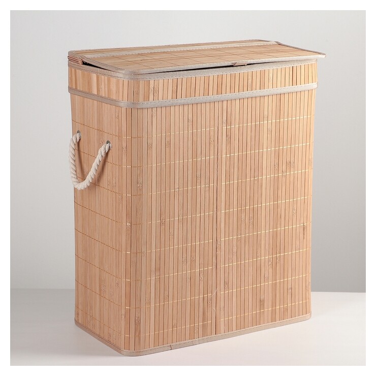 Корзина универсальная с крышкой доляна «Кантри», 46×26×55 см, цвет бежевый  Доляна