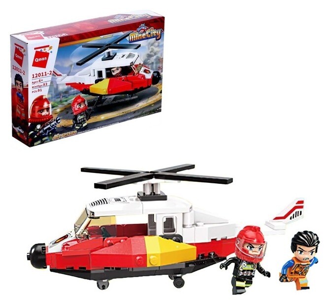 Конструктор огнеборцы «Вертолет», 2 минифигуры и 91 деталь  Enlighten Brick (Qman)
