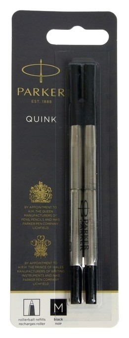 

Стержень роллер Parker Quink RB Z01, перо M, 0.7 мм, черные чернила, блистер (2шт)
