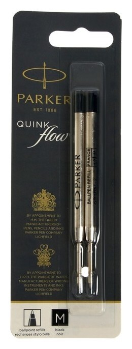 Стержень шариковый Parker Quinkflow Z08, перо M, 1 мм, черные чернила, блистер (2шт)  Parker