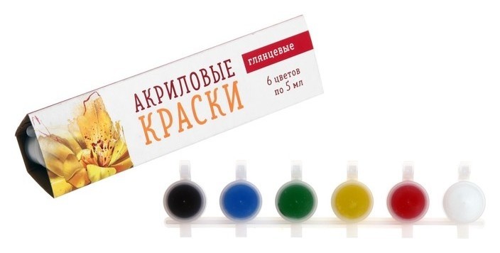 

Краска акриловая, набор 6 цветов х 5 мл, 6цв* 5мл, Calligrata Kid Shine, глянцевые