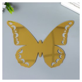 Наклейка интерьерная зеркальная "Бабочка ажурная" золото 21х15 см 