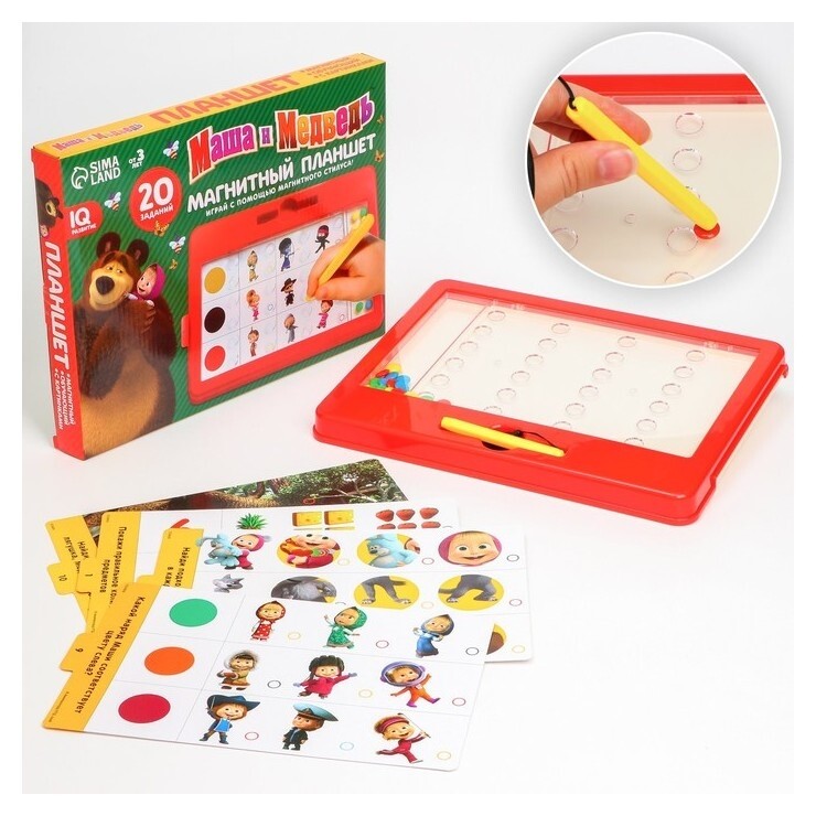 Магнитный планшет для рисования, обучающий с карточками маша и медведь  Маша и Медведь