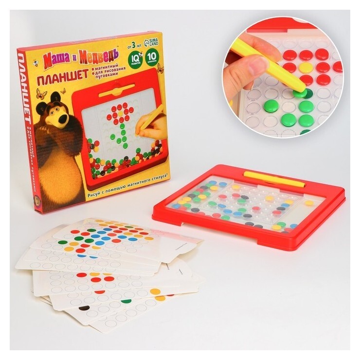 Магнитный планшет для рисования, обучающий с карточками маша и медведь  Маша и Медведь