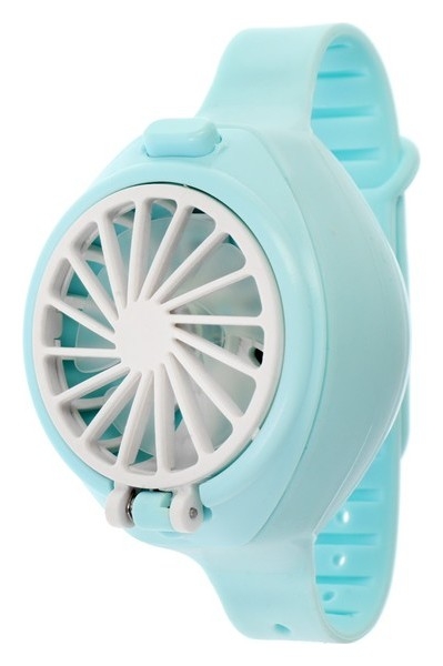 Мини вентилятор в форме наручных часов Lof-10, 3 скорости, поворотный, голубой