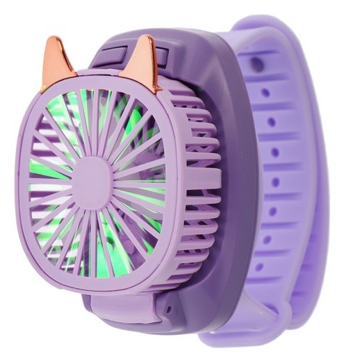 Мини вентилятор в форме наручных часов Lof-09, 3 скорости, подсветка, фиолетовый