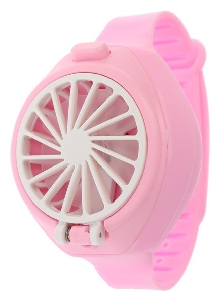 Мини вентилятор в форме наручных часов Lof-10, 3 скорости, поворотный, розовый