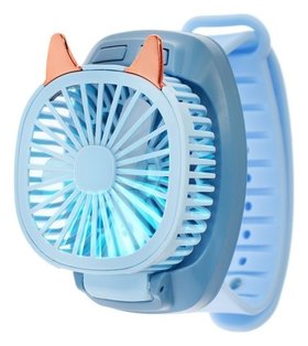 Мини вентилятор в форме наручных часов Lof-09, 3 скорости, подсветка, голубой 