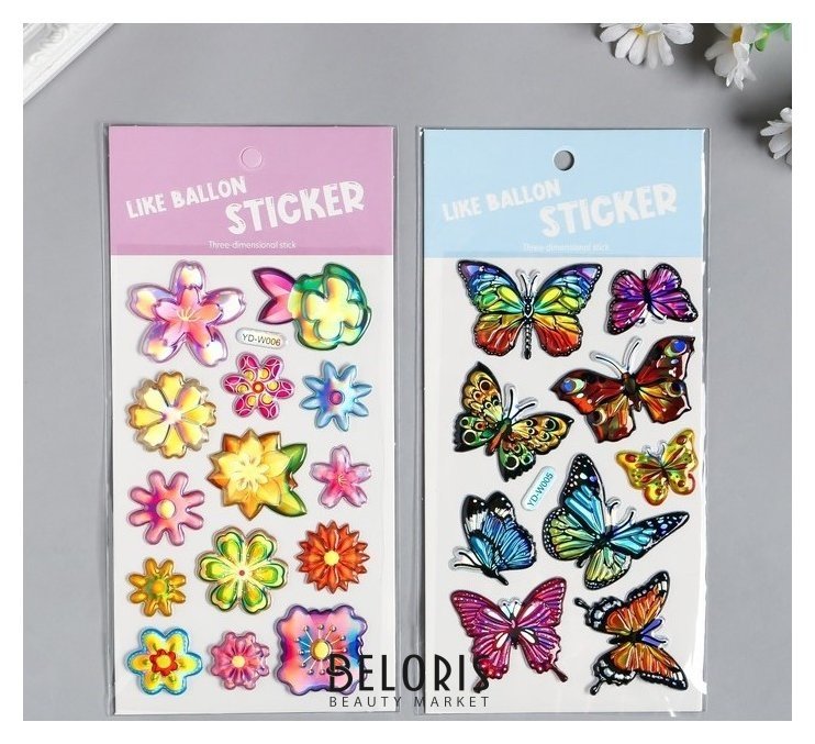 Наклейка пластик голография Бабочки и цветы 23х11 см NNB