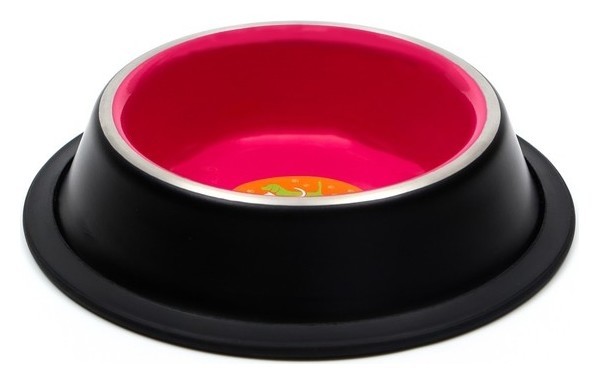 

Миска с нескользящим основанием двухцветная для щенков, 225 мл, малиновая