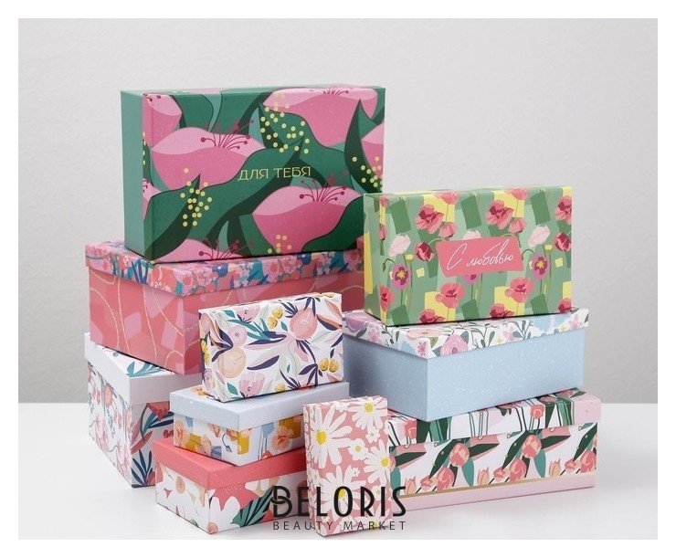 Набор подарочных коробок 10 в 1 Flower, 12 × 7 × 4 - 32.5 × 20 × 12.5 см Дарите счастье