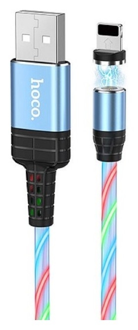 Кабель Hoco U90, Lightning - Usb, магнитный разъем, только зарядка, 2 А, 1 м, синий