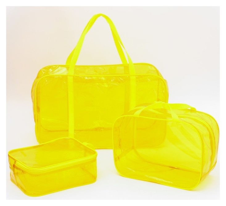 Набор сумок в роддом, 3 шт., цветной пвх, цвет желтый
