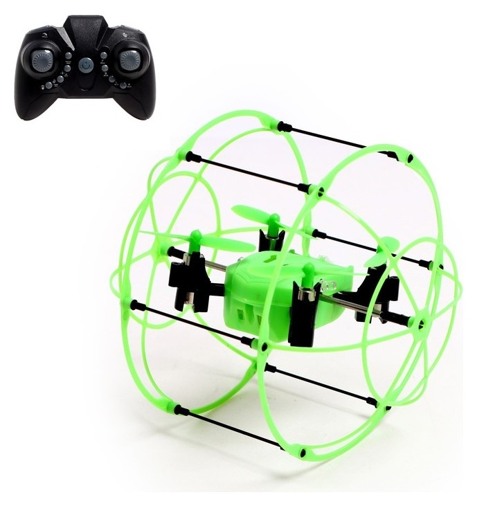 Квадрокоптер радиоуправляемый Drone, работает от аккумулятора, цвет зелёный