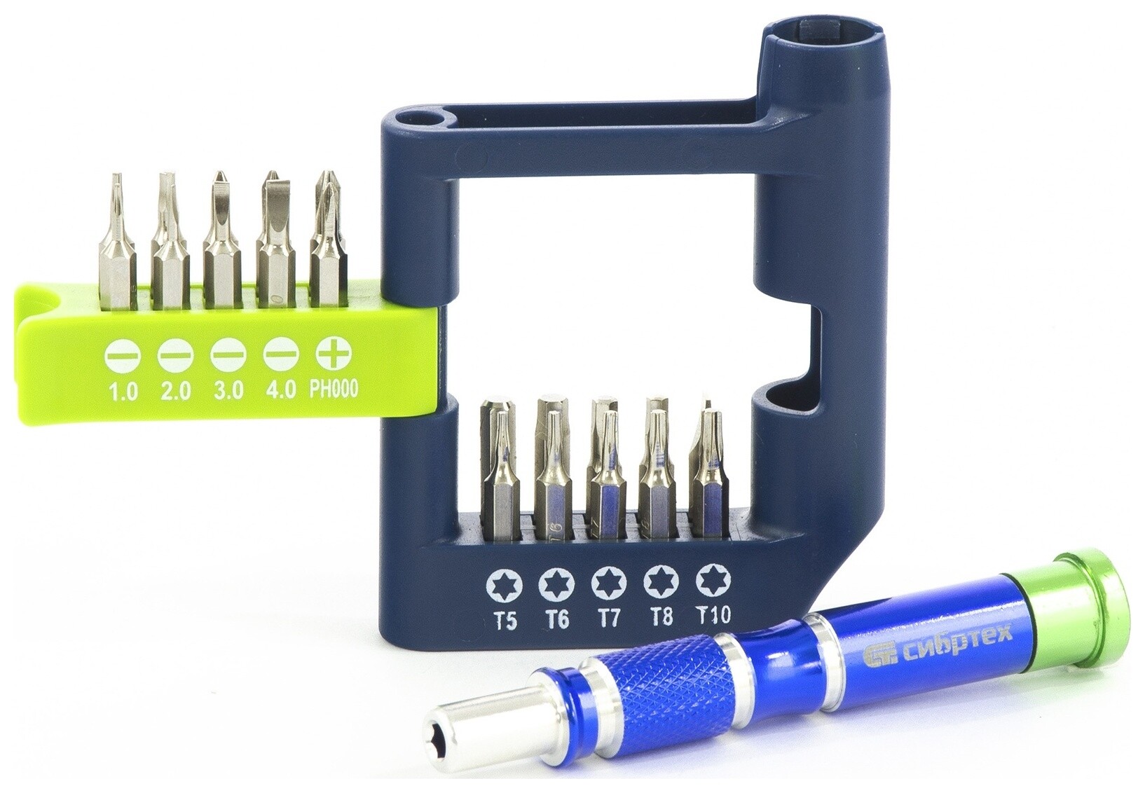 Отвертка для точных работ с набором бит, 21 шт, CrV Сибртех