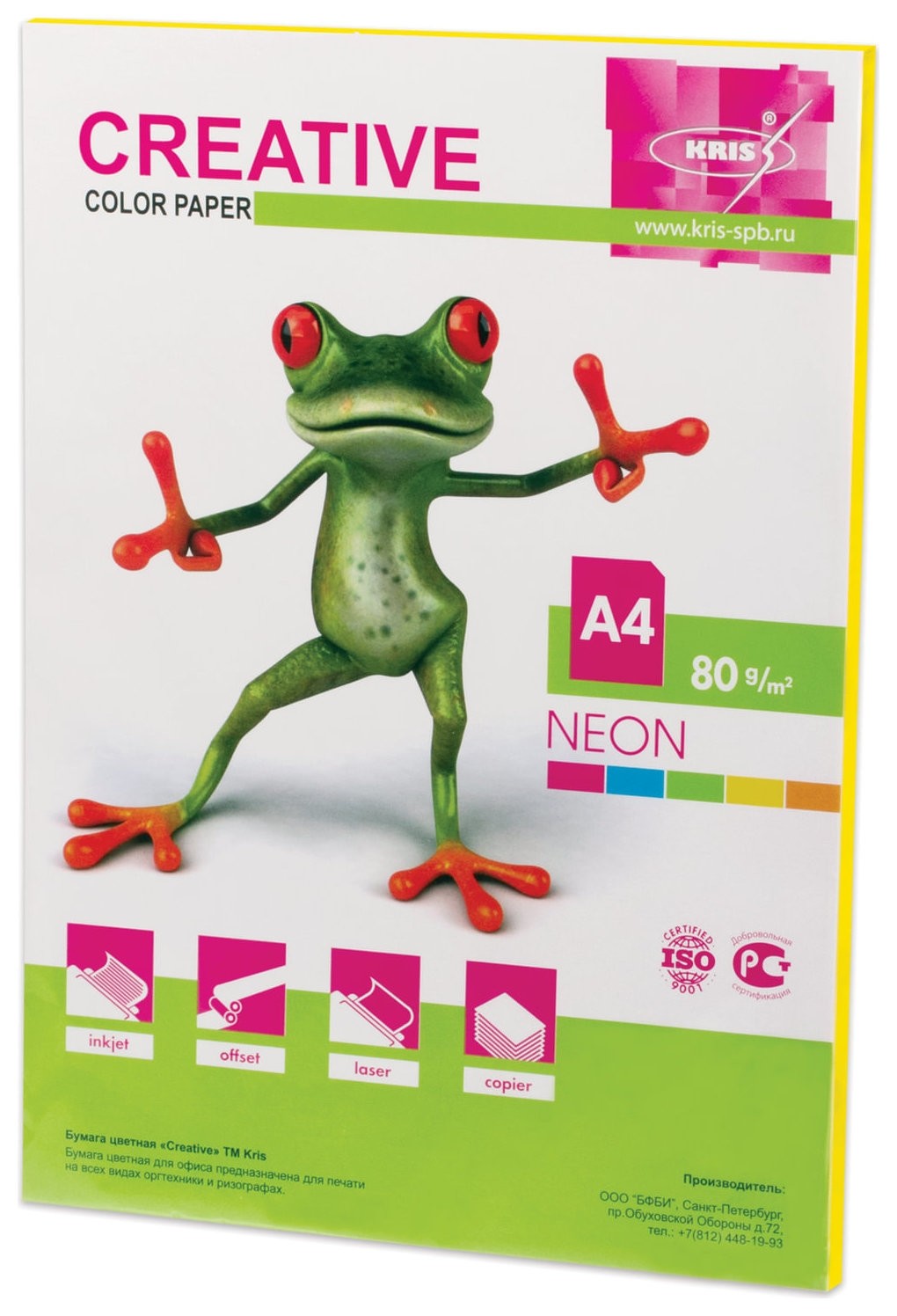 

Бумага цветная Creative Color, А4, 80 г/м2, 50 л., неон, желтая, бнpr-50ж