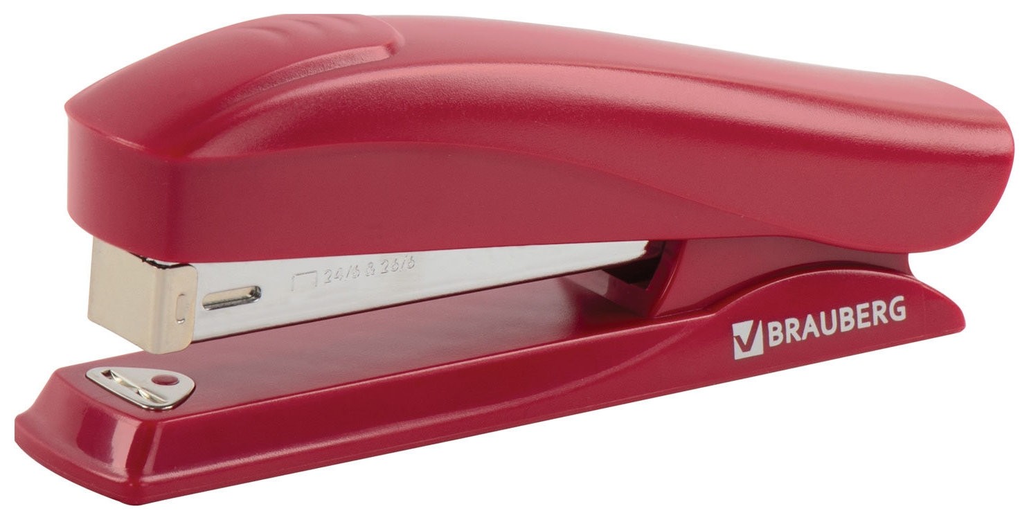 

Степлер №24/6, 26/6 Brauberg "St-100", до 20 листов, красный, 227783