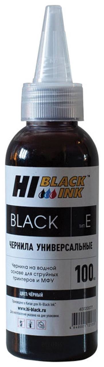 Чернила Hi-black для Epson (Тип E) универсальные, черные 0,1 л, водные, 150701038001 Hi-black