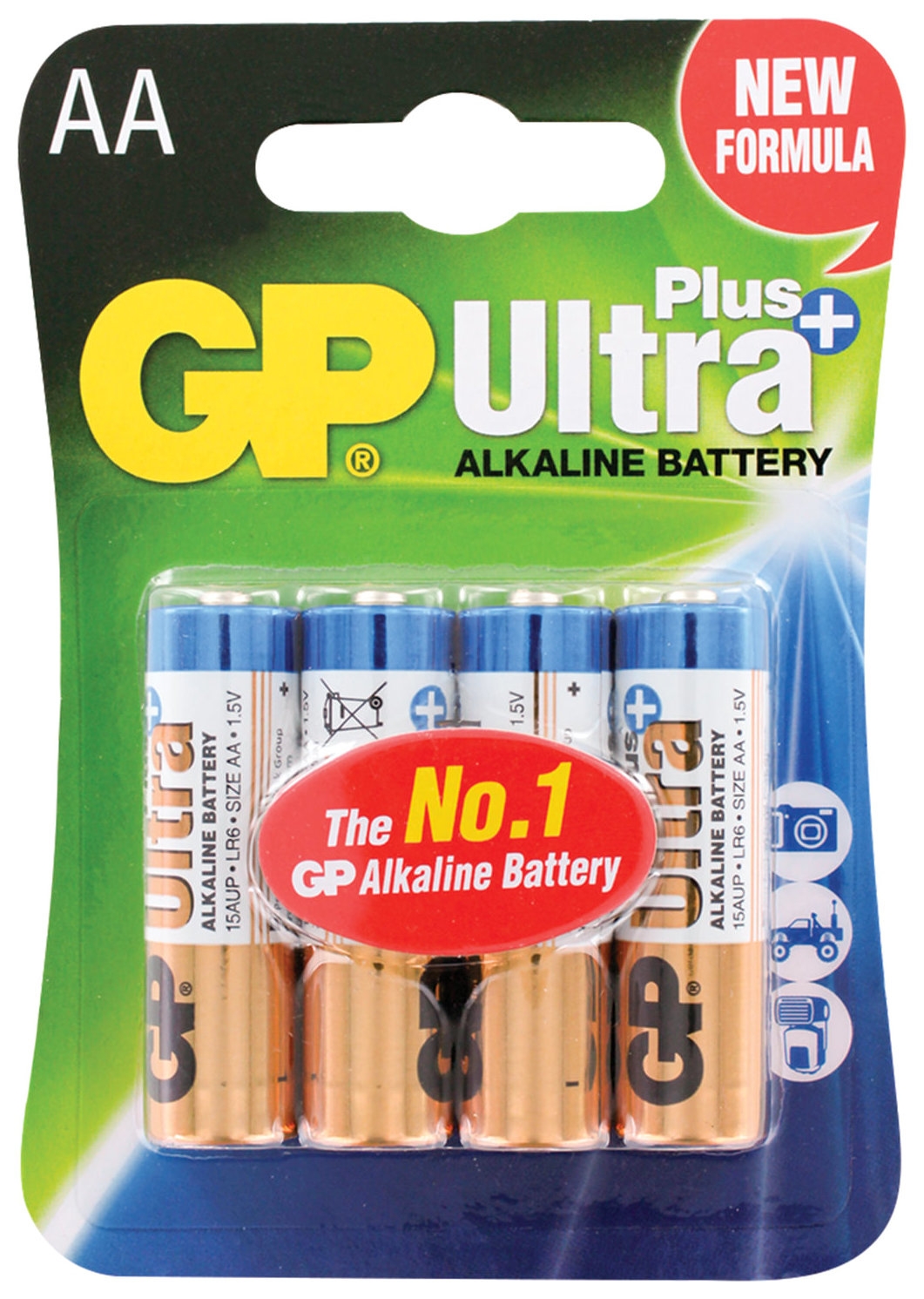 Батарейки комплект 4 шт., GP Ultra Plus, AA (Lr06, 15а), алкалиновые, пальчиковые, блистер, 15aup-2cr4