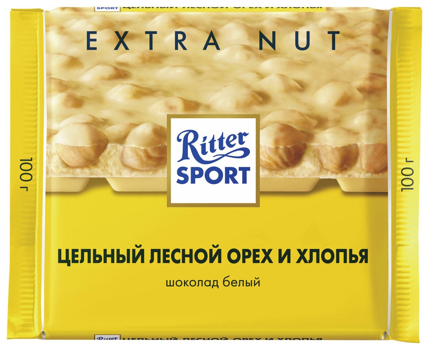 Шоколад Ritter Sport "Extra Nut", белый, с цельным лесным орехом и хлопьями, 100 г, германия, 7016  Ritter sport
