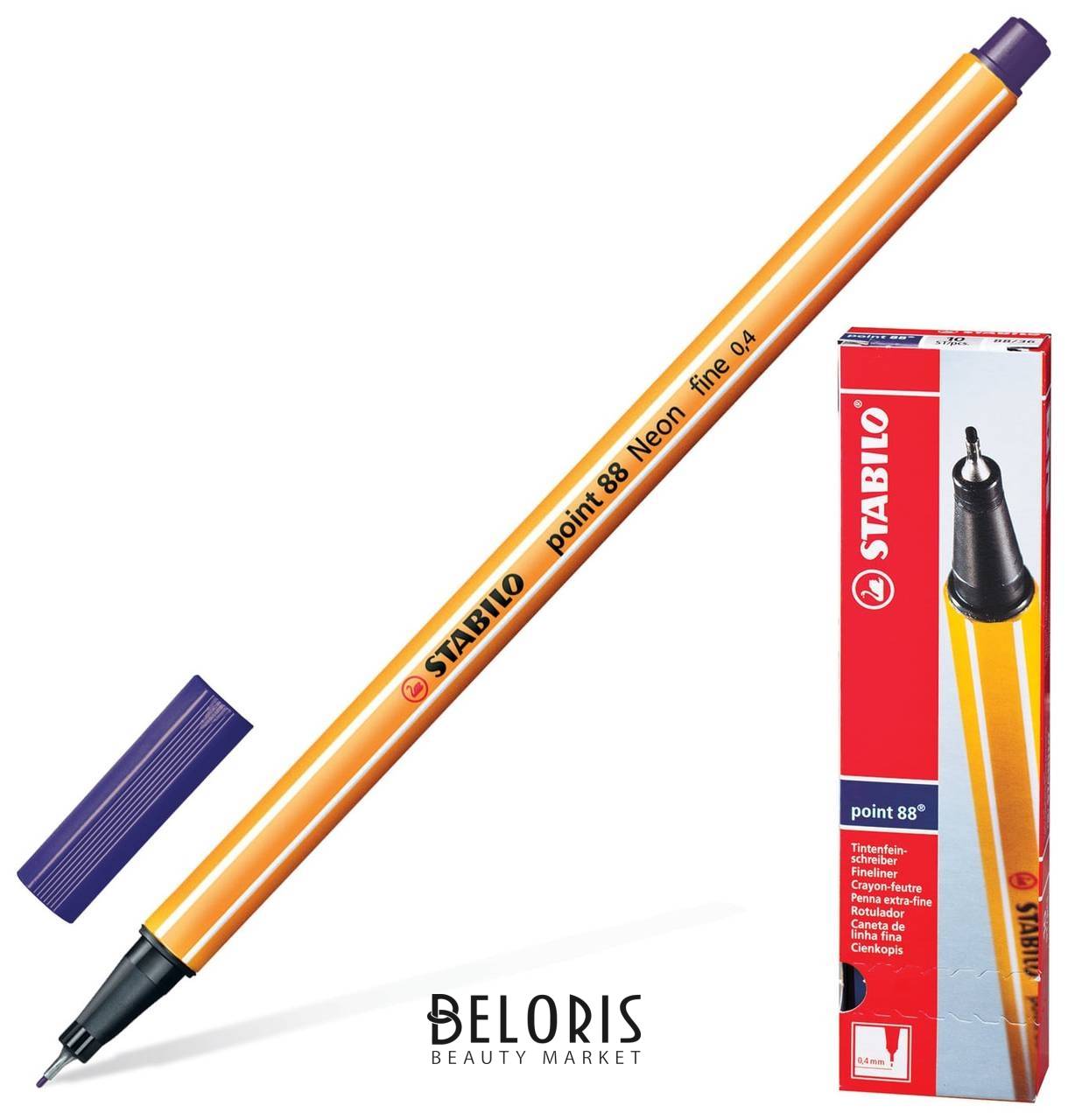 Ручка капиллярная (Линер) Stabilo Point 88, берлинская лазурь, корпус оранжевый, линия письма 0,4 мм, 88/22 Stabilo