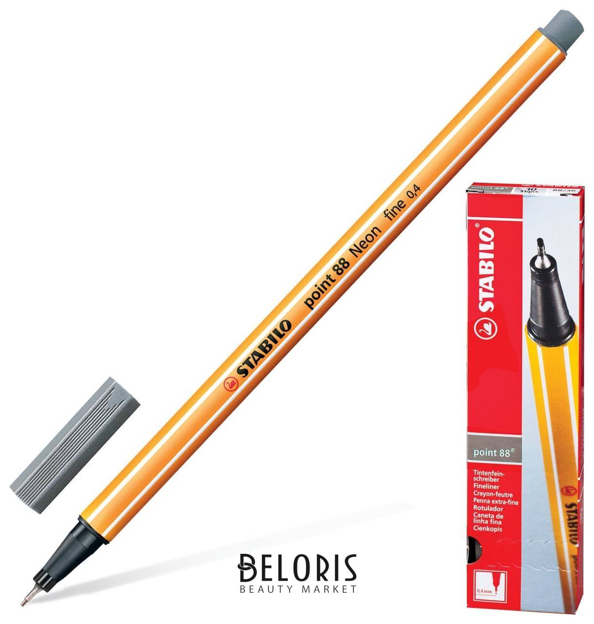 Ручка капиллярная (Линер) Stabilo Point 88, темно-серая, корпус оранжевый, линия письма 0,4 мм, 88/96 Stabilo