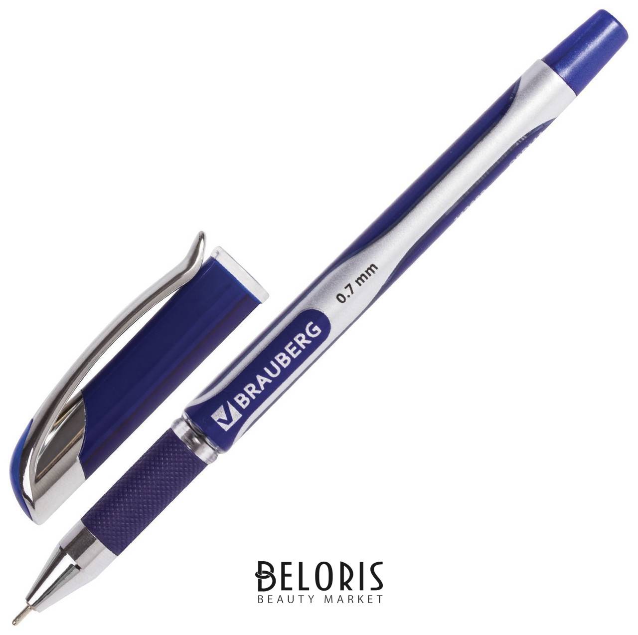 Ручка шариковая масляная с грипом Brauberg Sigma Plus, синяя, печать, узел 0,7 мм, линия письма 0,35 мм, 142689 Brauberg