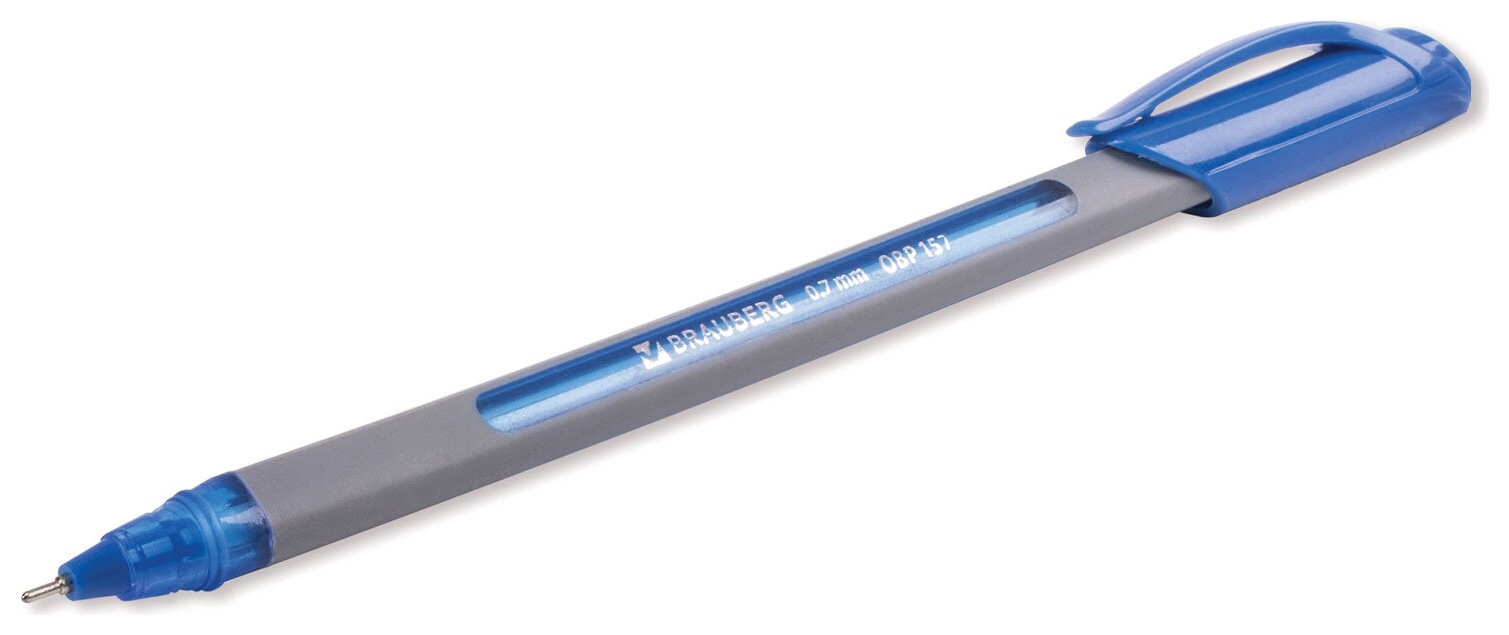 Ручка шариковая масляная Brauberg "Extra Glide Soft Grey", синяя, узел 0,7 мм, линия письма 0,35 мм, 142929  Brauberg