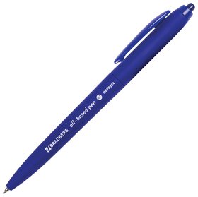 Ручка шариковая масляная автоматическая Brauberg "Sky Blue", синяя, Soft-touch, узел 0,7 мм, линия письма 0,35 мм, 142946 Brauberg